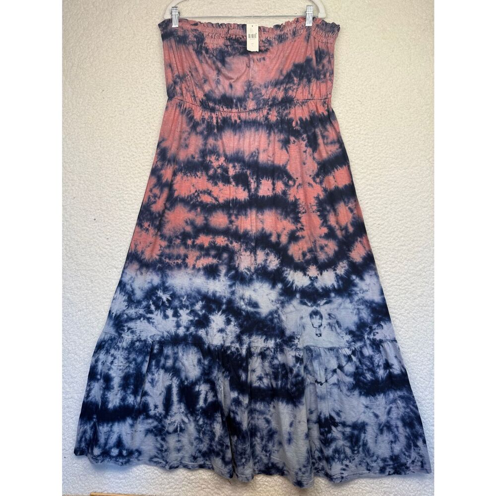 NWT Anthropologie Amadi Strapless Tie Dye Maxi Dress Whimsy Tiered Size‎ Large